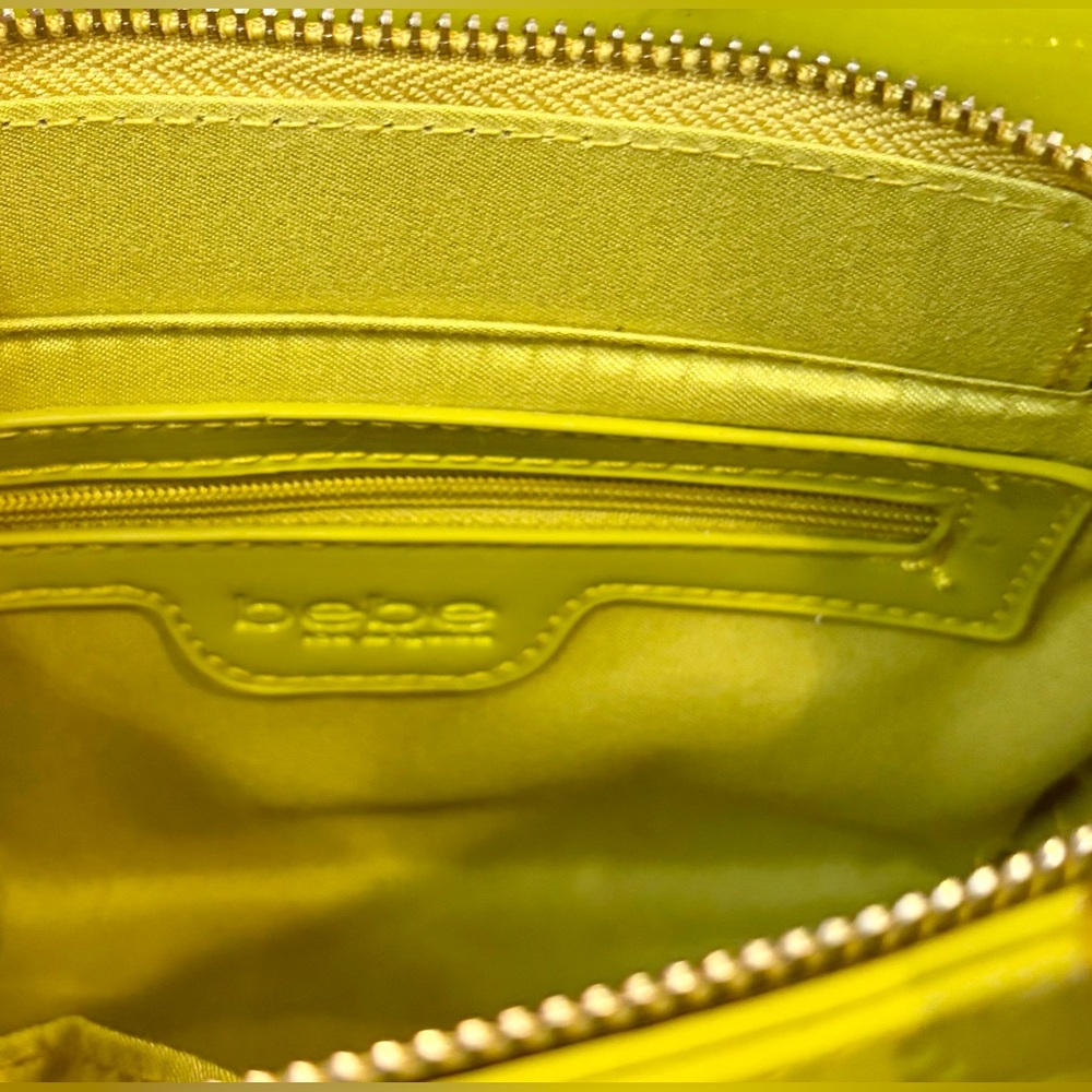 BEBE Lime Green Patent Satchel/Crossbody w/Braided Top Handle/Adjustable Strap - Picture 13 of 14